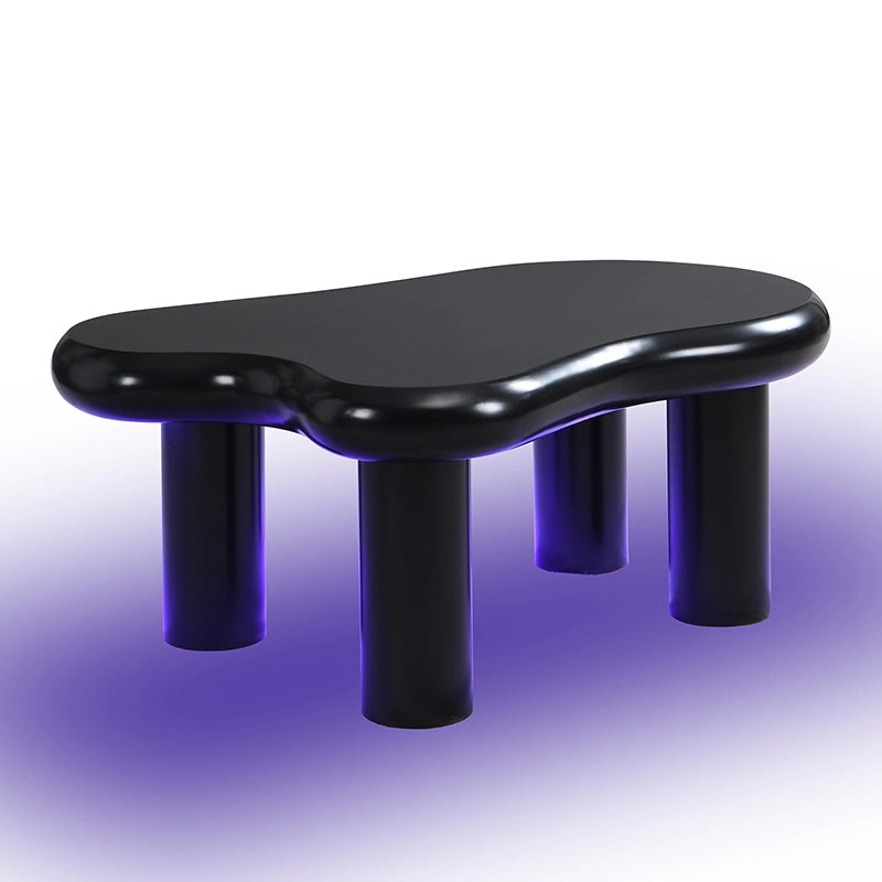 Tavolino da Caff¨¨ a Forma di Nuvola con LED e Cassetto ¨C MINIMAL ¨C MDF Nero
