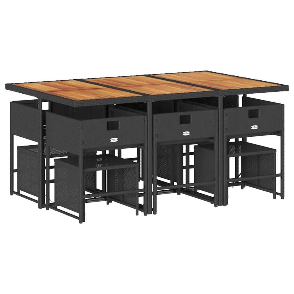 Set da Pranzo da Giardino 11 pz con Cuscini in Polyrattan Nero 3211335