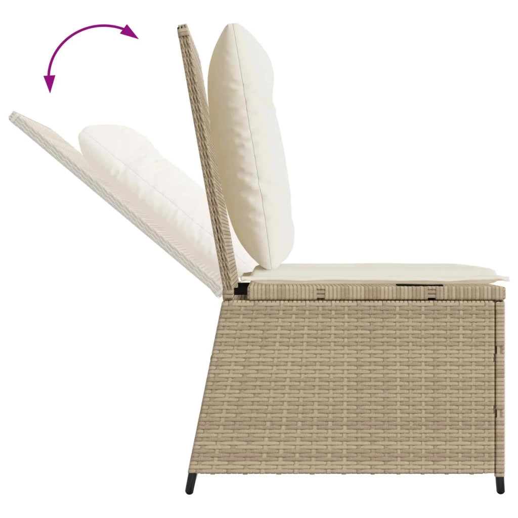 Divano da giardino con cuscino Nero e Bianco Crema polyrattan 3394480