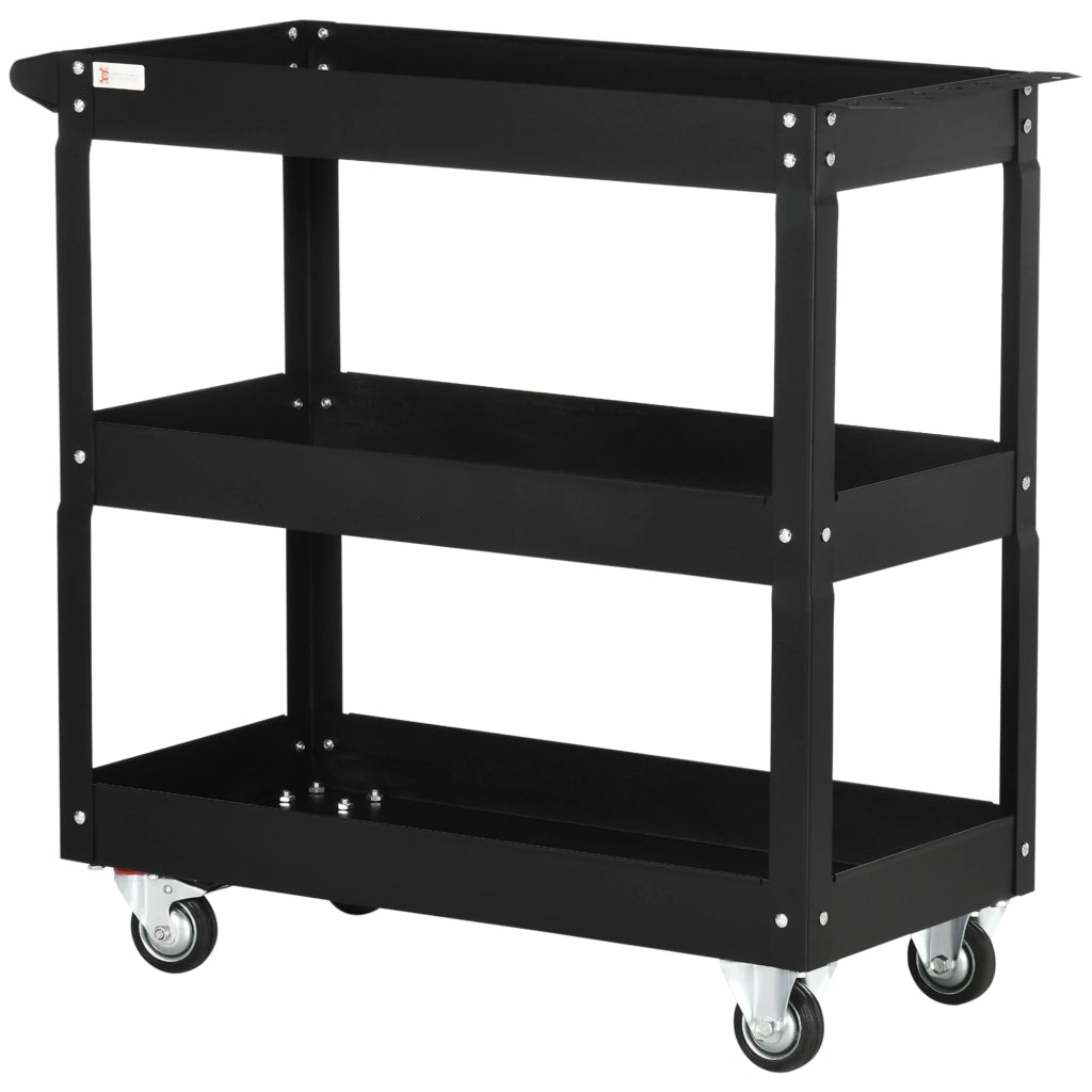 Carrello per Attrezzi con 3 Ripiani ¨C zephmum ¨C 83x35,3x76 cm Nero