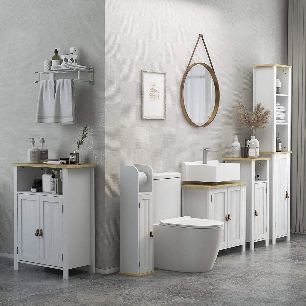 Mobile sottolavabo da bagno ¨C Xylo ¨C bianco, 2 ante, ripiano regolabile, 60x30x60 cm