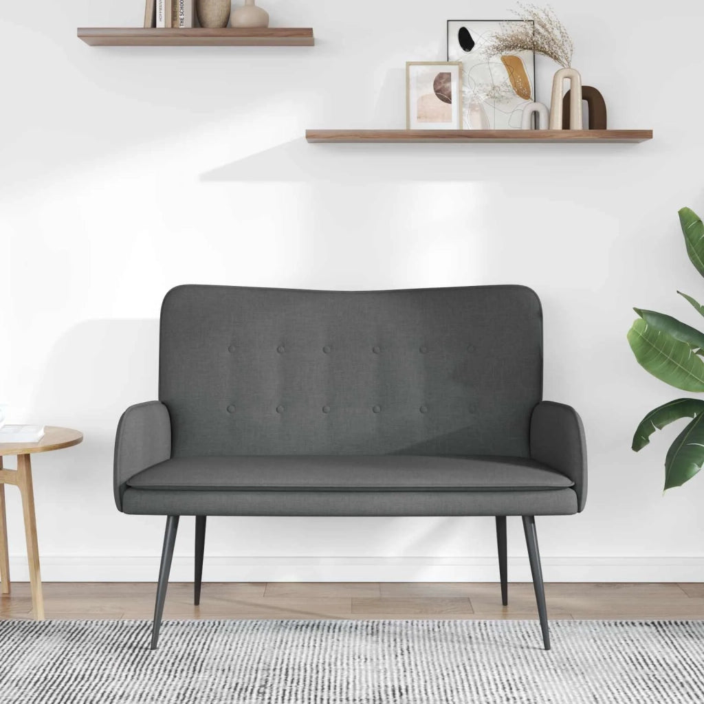 Divano | Divano da soggiorno | Sofa a 2 Posti Grigio Scuro 115 x 61 x 87 cm Tessuto