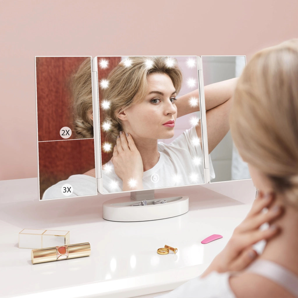 Specchio Trucco con Luce LED ¨C Minimal ¨C Bianco 30x30x