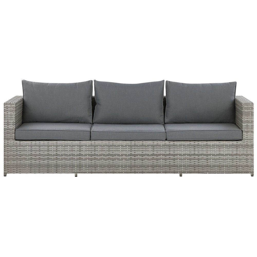 Set salotto da giardino marrone bianco cuscini Rattan Sintetico per 2 persone Set da esterno 3 pezzi con tavolino destro