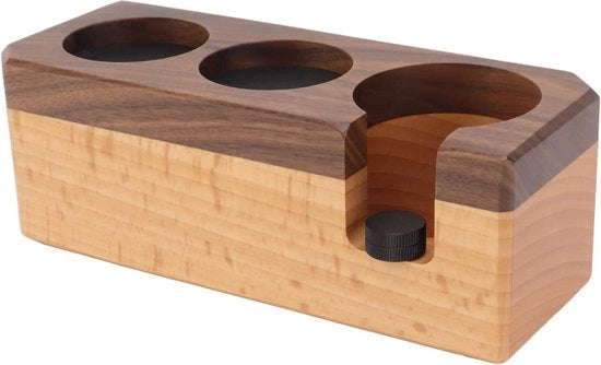 Stazione di Tamping per Portafilter in Legno per Caffè - 51 54 58mm - Sicuro per l'Alimentazione - Tamper per Caffè con Superficie Antiscivolo e Resistente alla Sfregio - Misura S