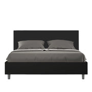 BS COM Letto matrimoniale contenitore apertura comoda imbottito 160x190 similpelle nero
