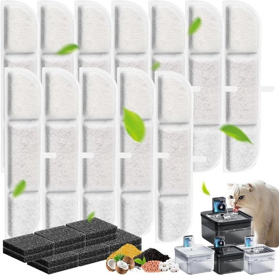 12 Pacchetti Filtro per DownyPaws DPWFP6 25L Fonte per Gatti Inalatore Senza Fili Nero e Bianco