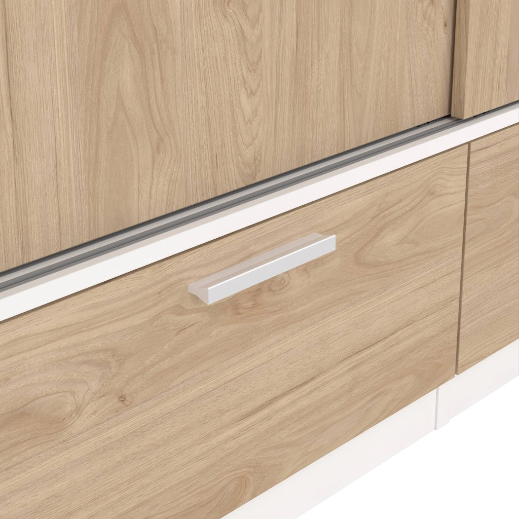 Guardaroba 2 ante Kammuri, Mobile camera da letto, Cabina armadio portabiti, Armadio appendiabiti, 121x60 h200 cm, Bianco e Rovere