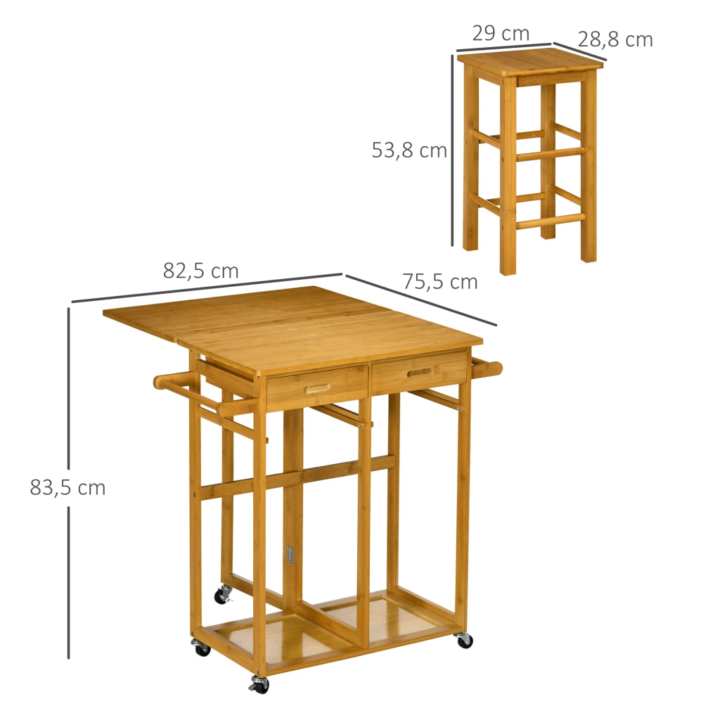 Tavolo da bar pieghevole con sgabelli ¨C zephmum ¨C marrone 82,5x75,5x83,5 cm