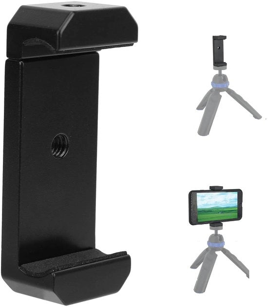 Supporto per smartphone in alluminio di alta qualità - Stativo per smartphone - Larghezza regolabile - 1/4 pollice viti - Leggero - Duraturo - Supporto per smartphone