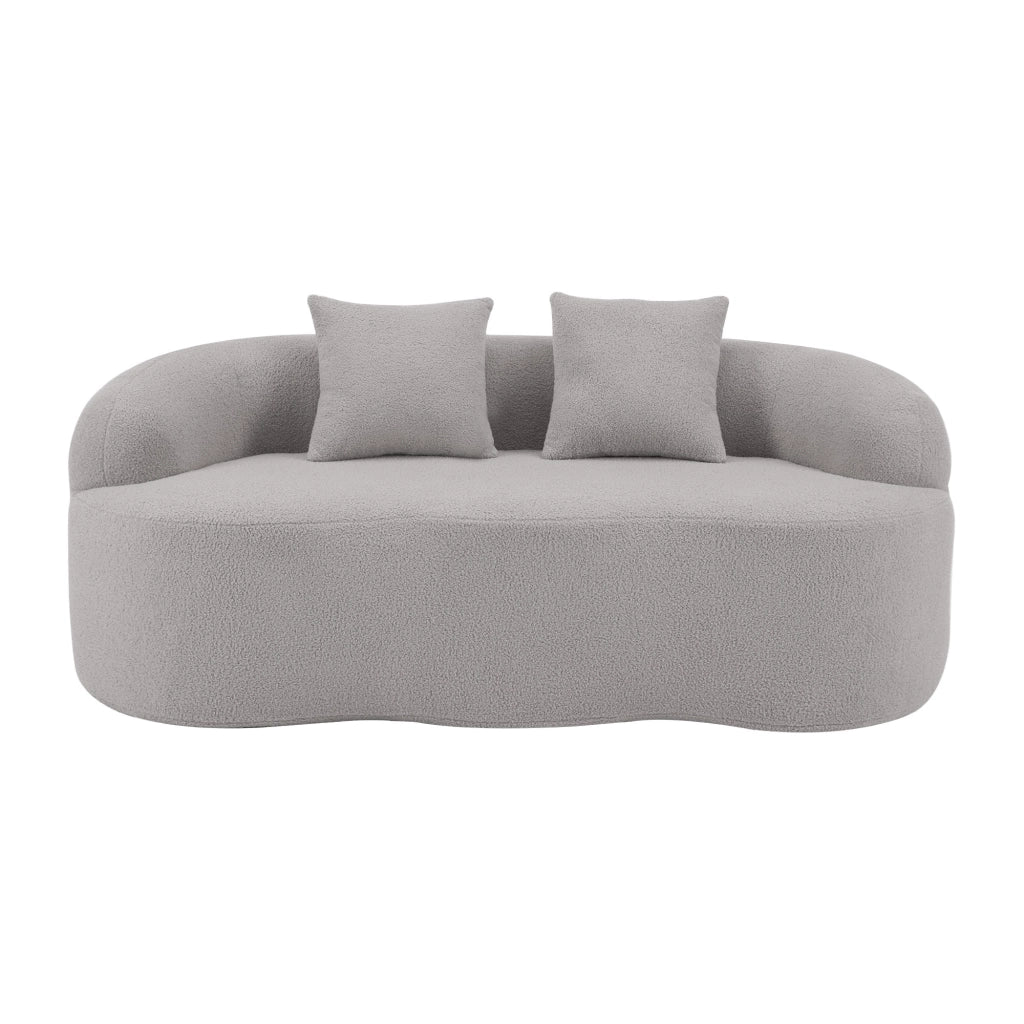 Divano 2 Posti Curvo con Cuscini ¨C Xylo ¨C Grigio Chiaro/Beige, Tessuto