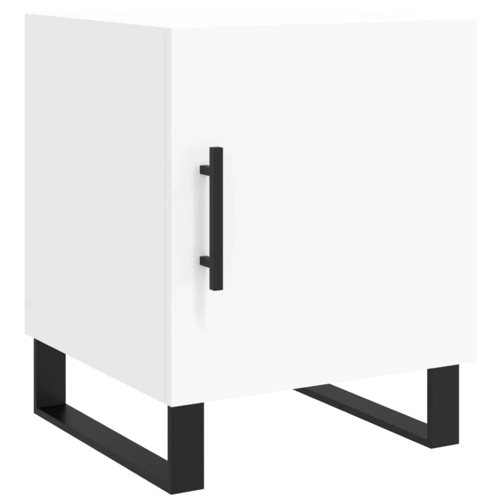 Set di 2 Comodini | Armadio da Notte | Mobiletto da notte Bianchi 40x40x50 cm in Legno Multistrato