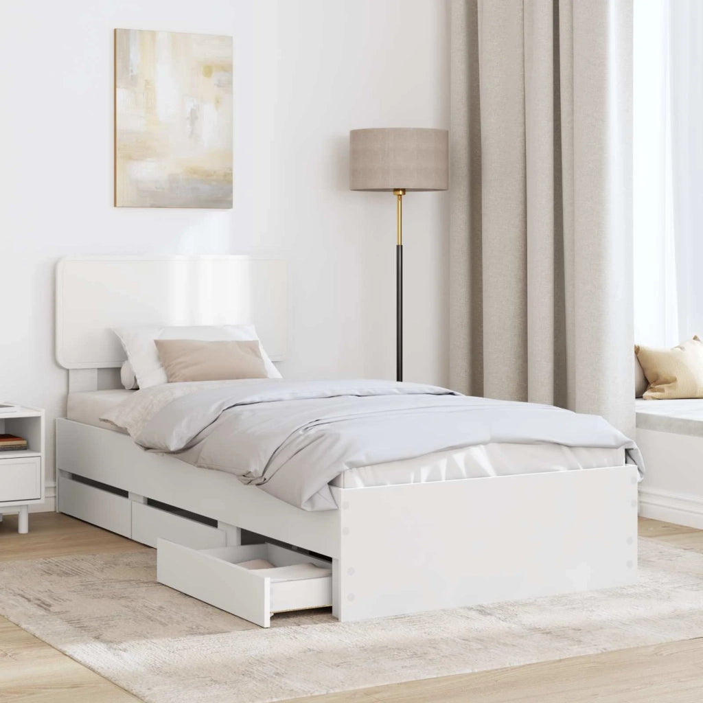 Letto singolo | Letto per adulti | Struttura del letto Bianco 90 x 200 cm Legno ingegnerizzato