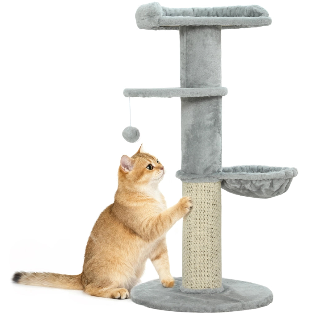 Tiragraffi per gatti con palo in sisal e palla sospesa ¨C zephmum ¨C grigio chiaro