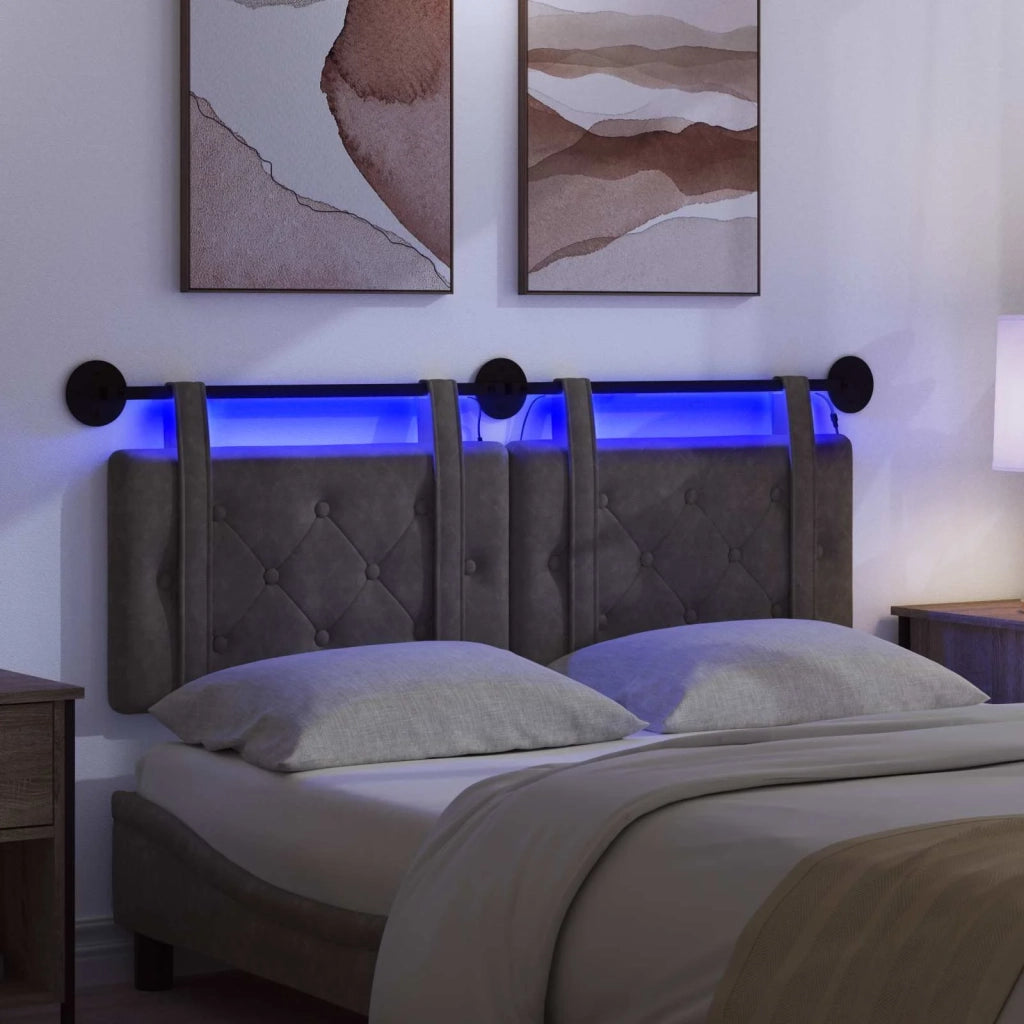 Testiera sospesa Con luce LED Nero PU Antico 3424187
