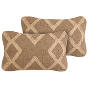 Set di 2 cuscini in iuta e lana marrone chiaro e beige motivo geometrico 30 x 50 cm camera da letto soggiorno