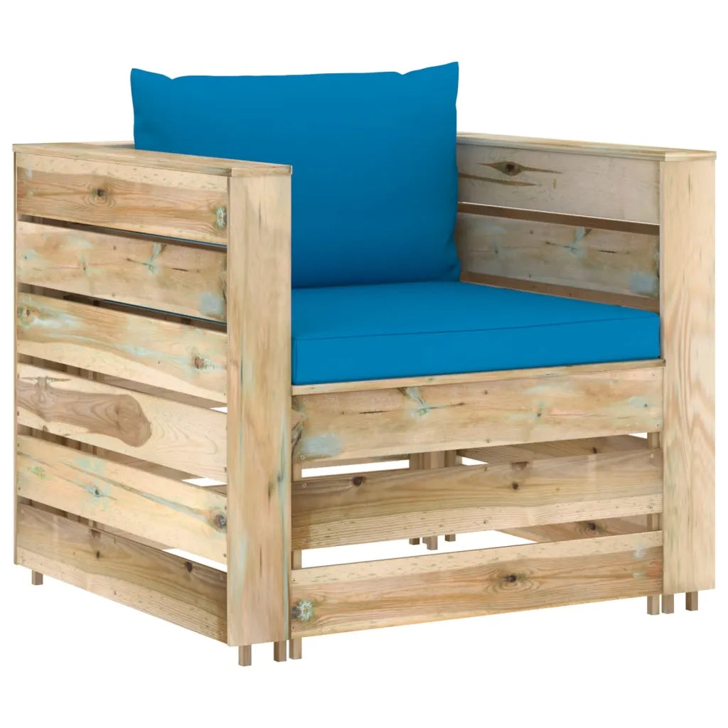 Set Salotto da Giardino 2 pz con Cuscini Legno Impregnato Verde 3074535