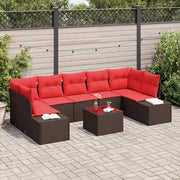 Set Divano da Giardino con cuscino 8 pcs Marrone polyrattan 3346984