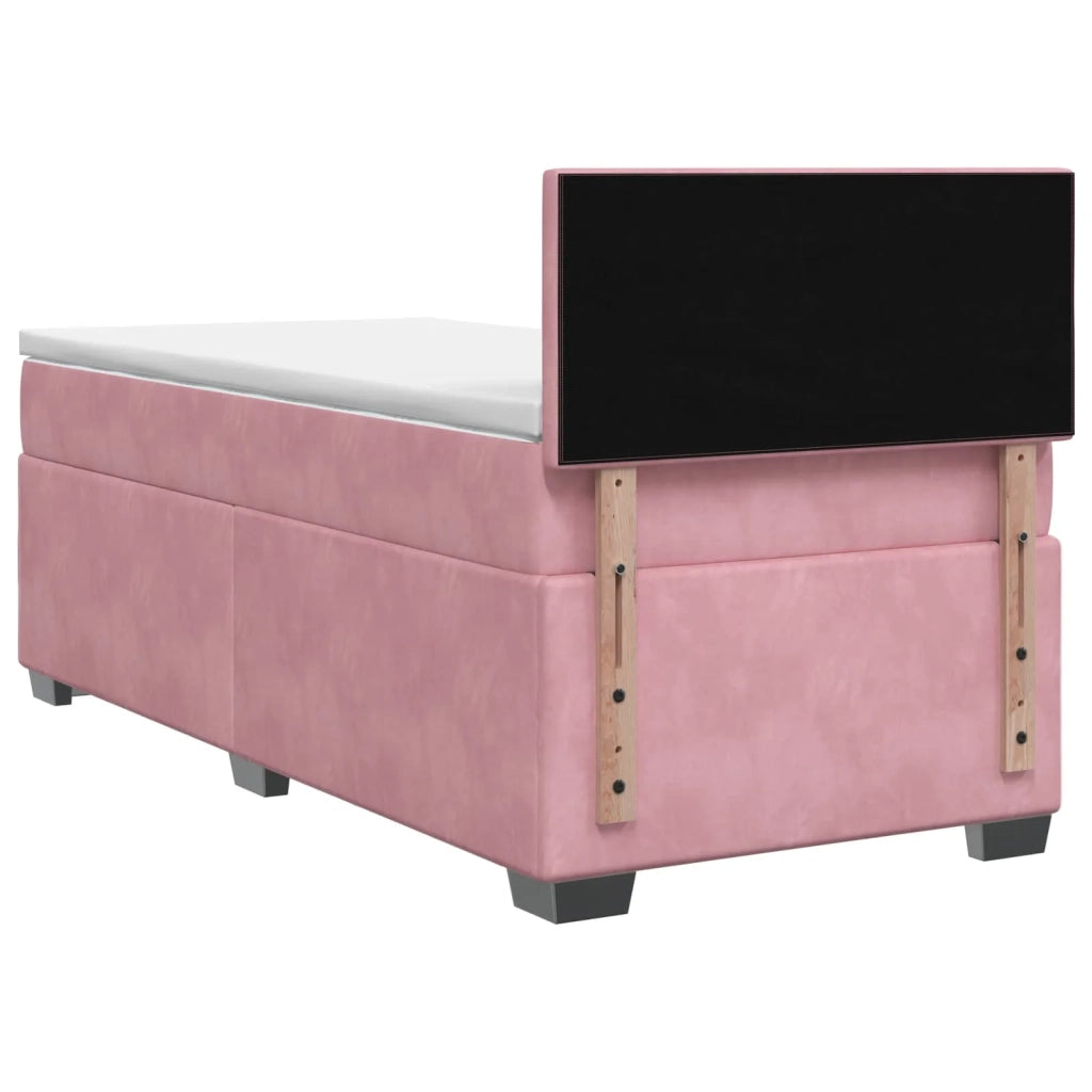 Letto box spring con materasso Rosa 80 x 200 cm Velluto 3450613