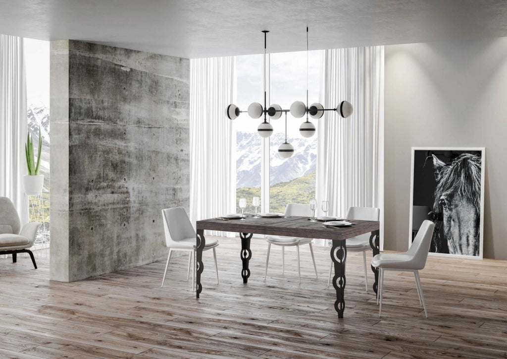 Tavolo Allungabile 120/380x90 cm Karamay Noce Gambe Antracite