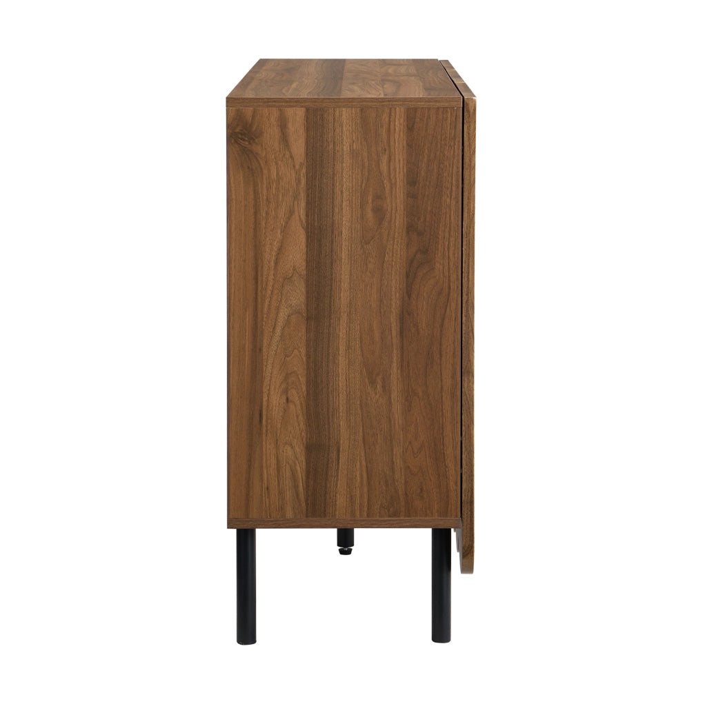 Sideboard moderno 120x35x80 cm in MDF effetto noce; ante ondulate e ripiani regolabili