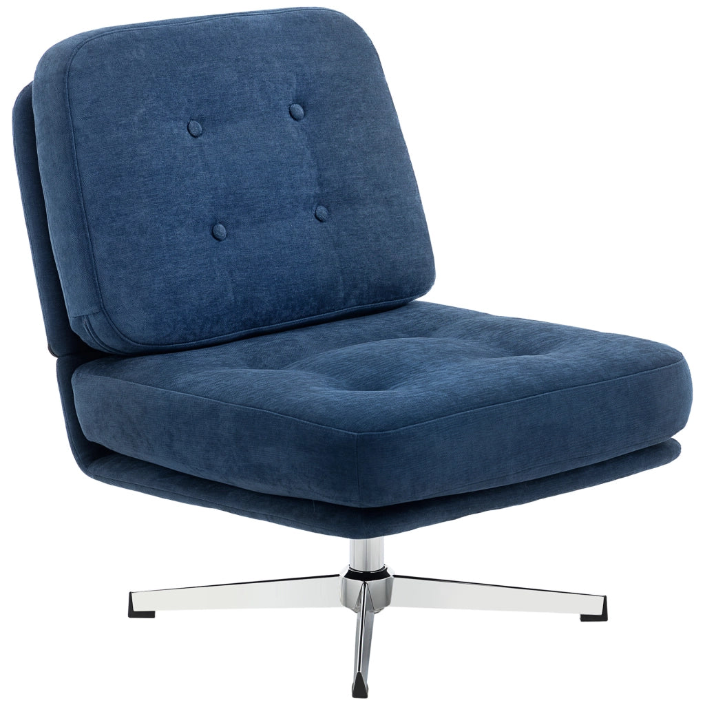 Sedia Girevole da Soggiorno in Tessuto e Metallo ¨C Minimal ¨C Blu Scuro 70x87x84 cm