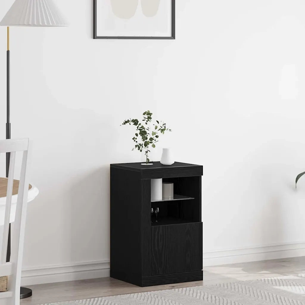 Credenza | Madia LED Rovere Nero 41 x 37 x 67 cm Legno multistrato