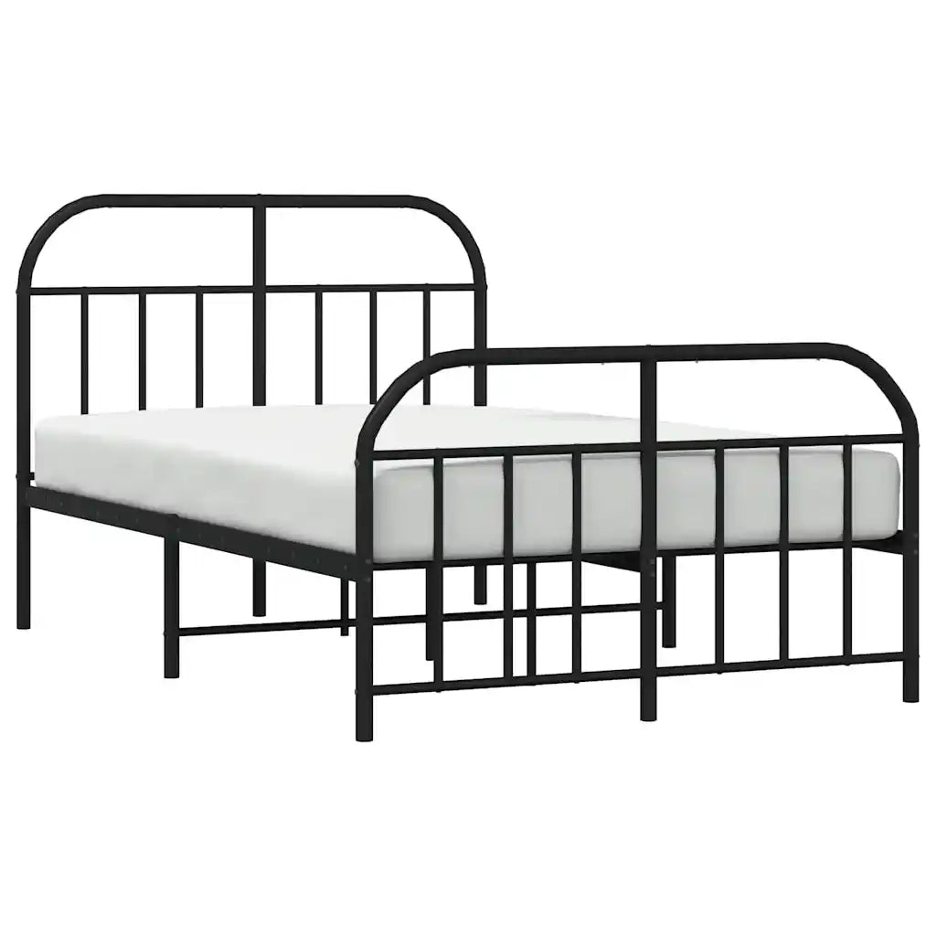 Giroletto con Testiera e Pediera-Struttura Letto Metallo Nero 120x190 cm 485836
