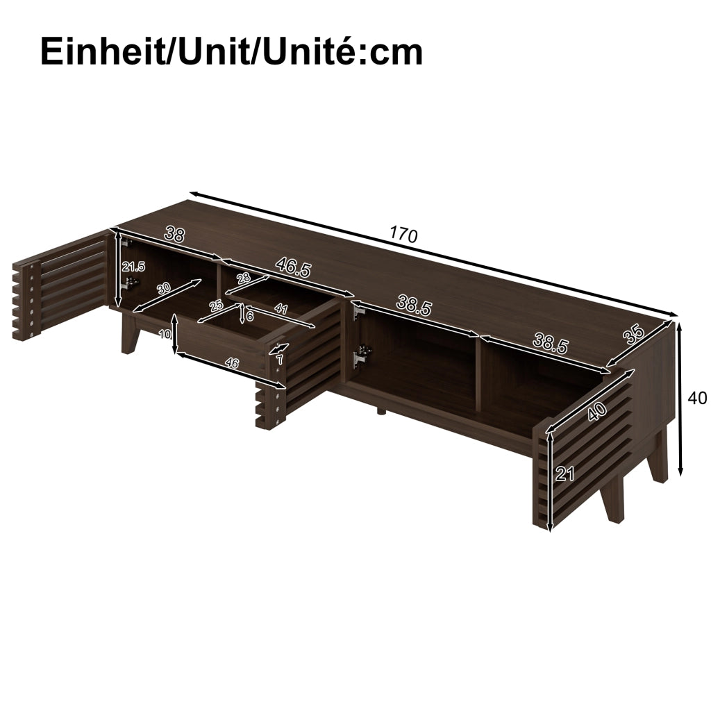 Cassettiera per TV Natural con pannello in truciolare; lunghezza 170 cm