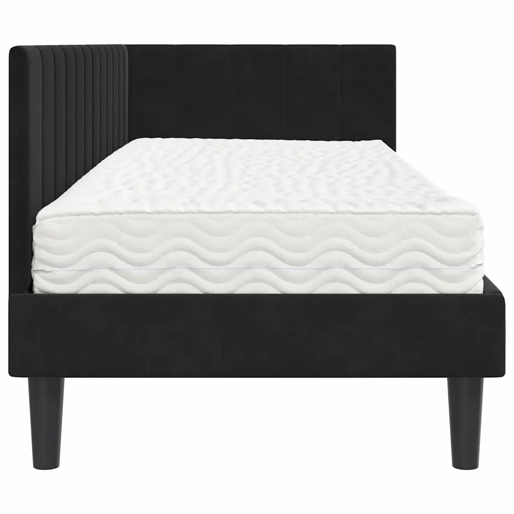 Struttura Letto Angolare con Materasso 2 pz-Giroletto con materasso Nero Velluto 980336