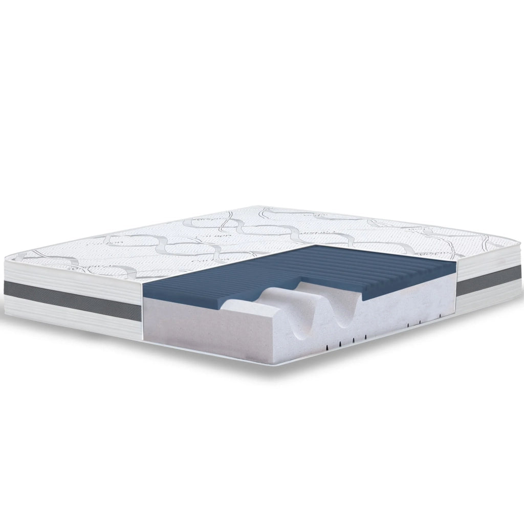 Materasso in Memory Foam a Una Piazza e Mezza 130x195 Altezza 22 cm | Rigidità media/alta | Tessuto Anallergico e Traspirante | Proprieta' Ortopediche Automodellanti | Prodotto in Italia
