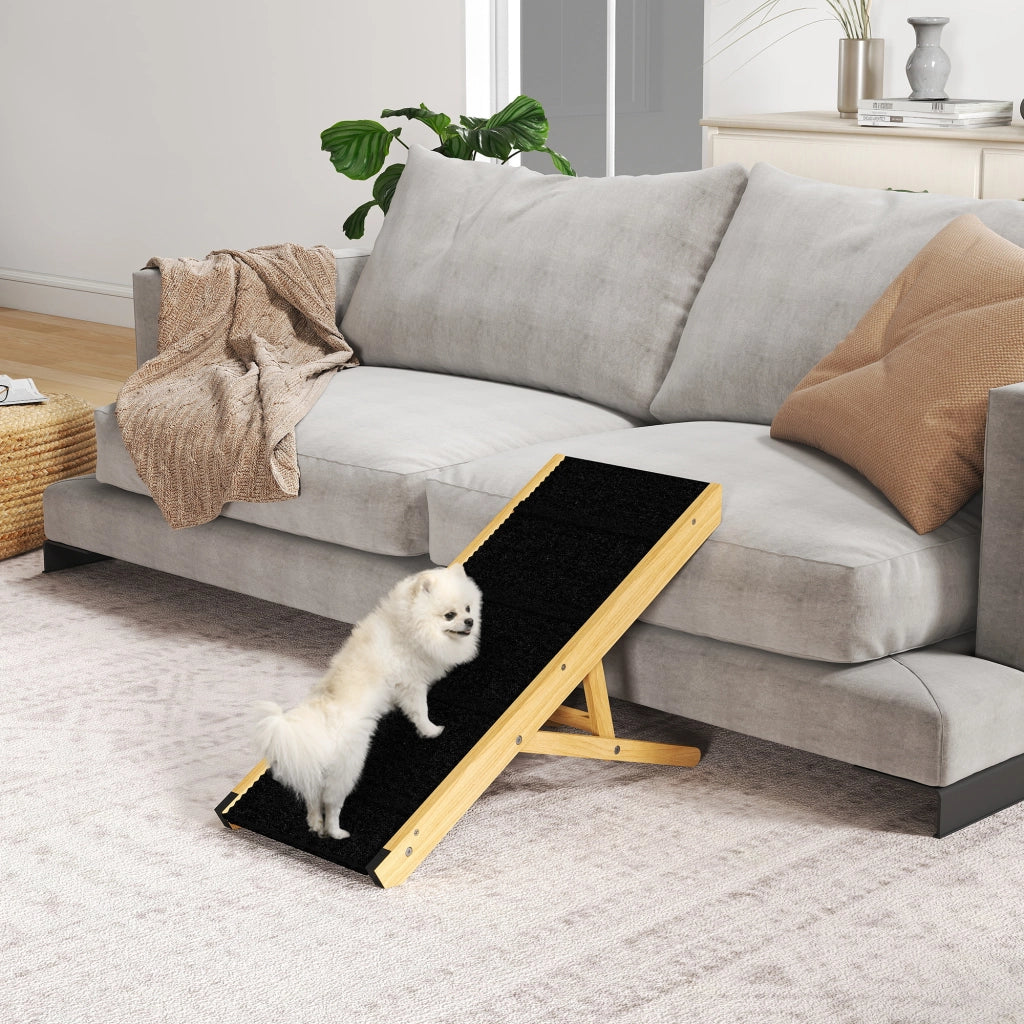 Rampa per Animali Domestici ¨C Xylo ¨C Regolabile 4 Livelli Legno Pino Pieghevole Antiscivolo