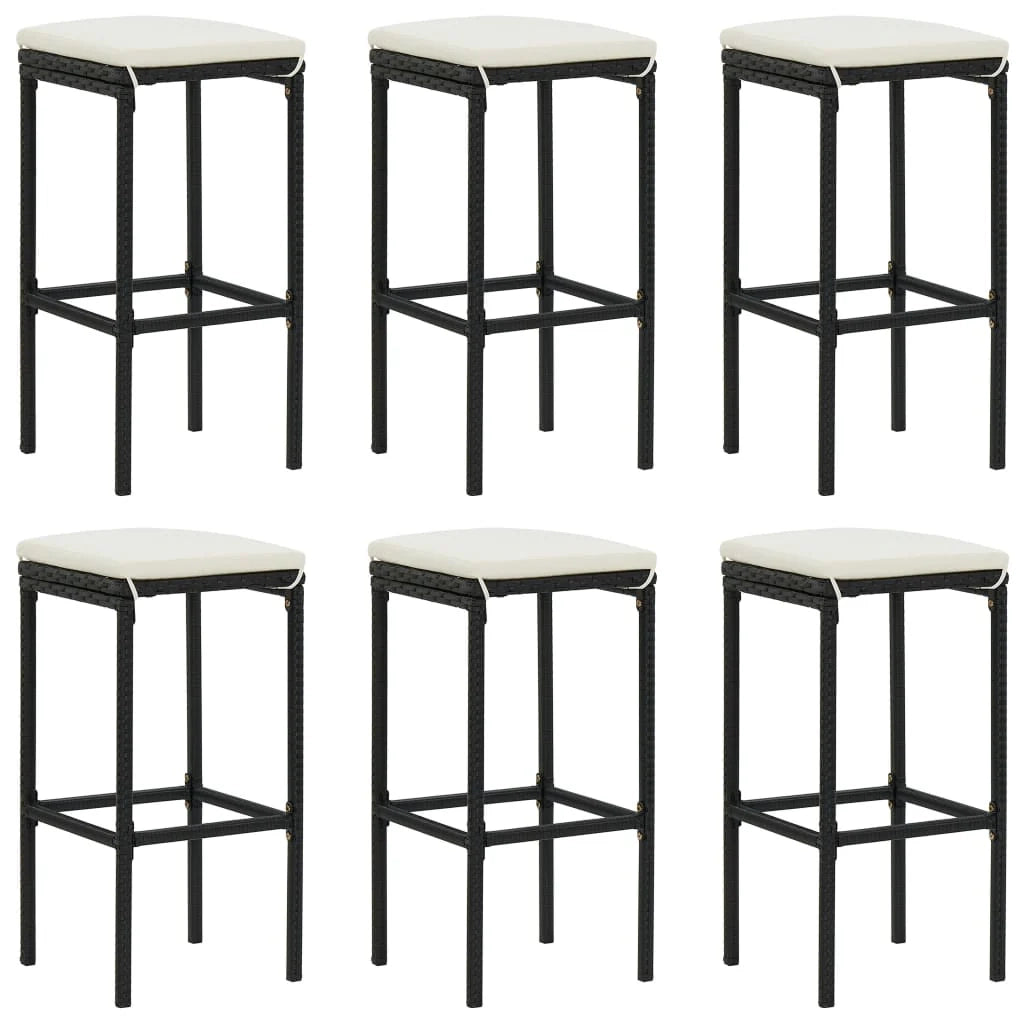 Set bar da giardino da 7 pezzi con cuscini in polyrattan nero 02_0013425