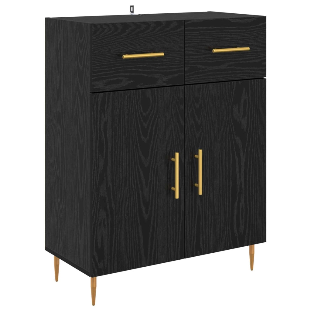 Credenza-Buffet-Armadio da cucina Rovere Nero 69,5 x 34 x 180 cm Legno multistrato 829834