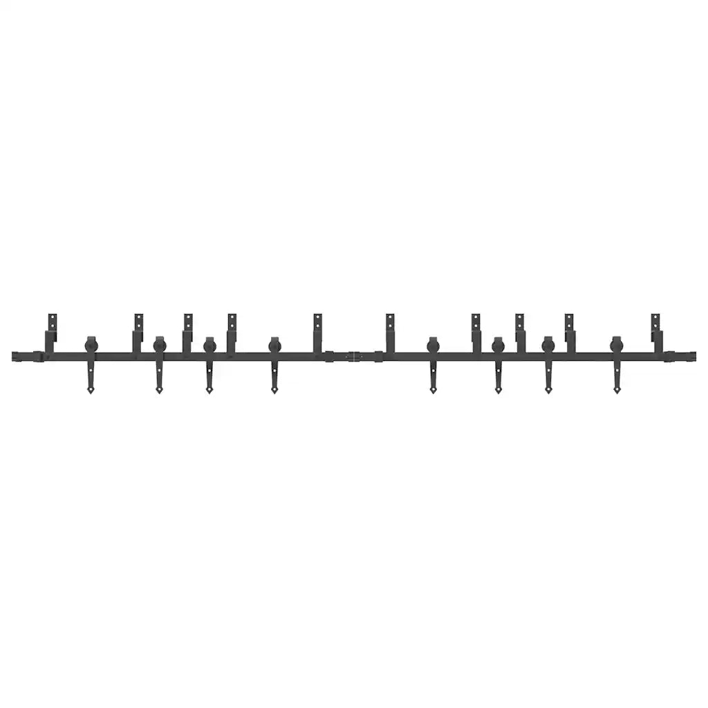 Kit di Binari per Porte Scorrevoli 305 cm Acciaio Nero