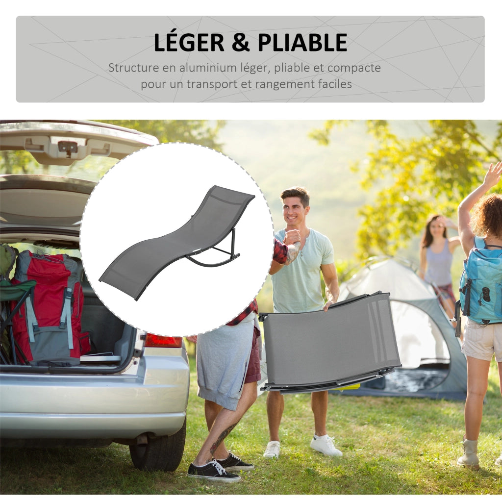Set 2 Lettini Prendisole Pieghevoli ¨C Xylo ¨C Alluminio Textilene Antracite Giardino Esterno
