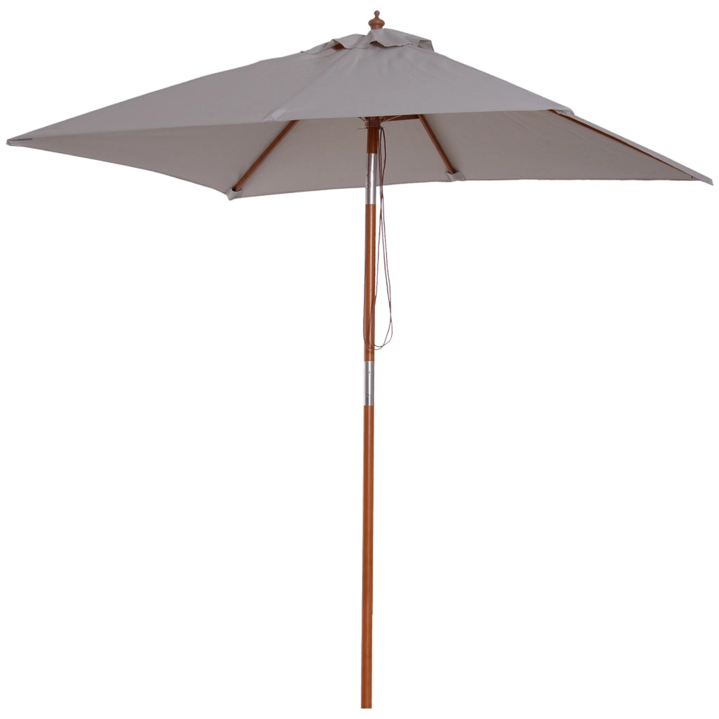Ombrellone Rettangolare Inclinabile Grigio ¨C Xylo ¨C 200x150x235 cm Legno Impermeabile Anti-UV