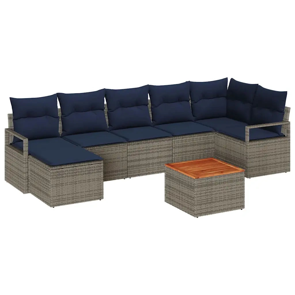 Set Divano da Giardino con cuscino 8 pcs Grigio polyrattan 3347738