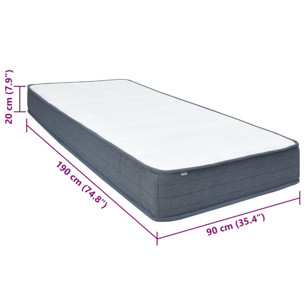 Materasso a Molle Insacchettate-Materasso per letto 190x90x20 cm Morbidezza Media in Tessuto