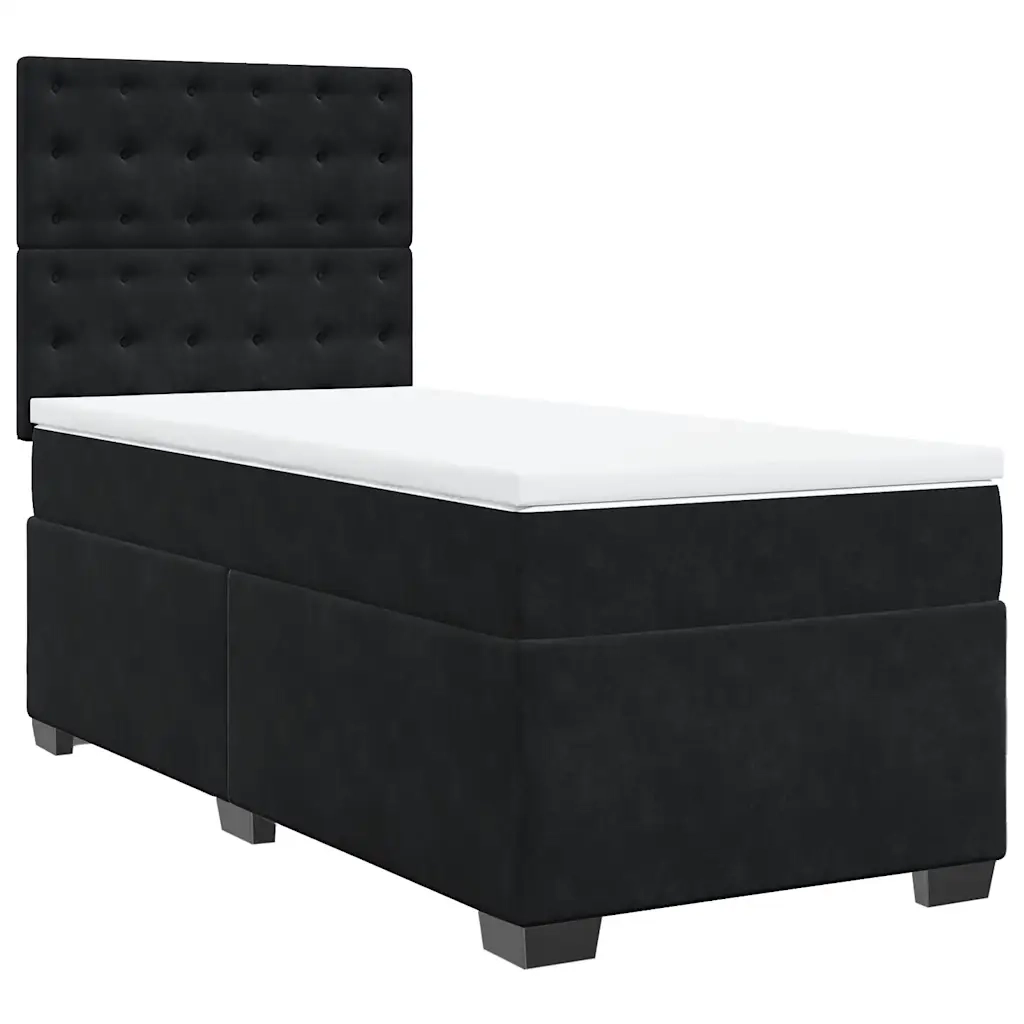 Giroletto a Molle con Materasso Nero 80x200 cm in Velluto