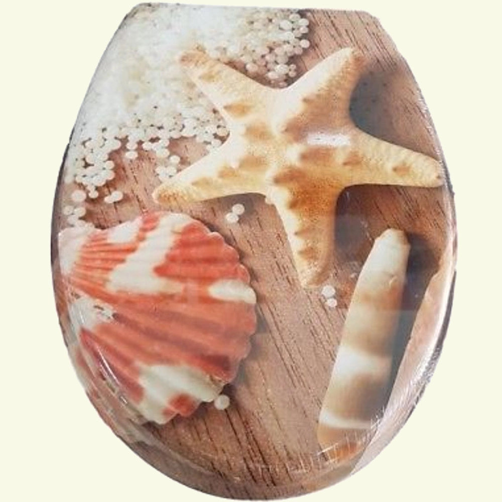 Trade Shop - Copriwater Sedile Bagno Copri Water Universale Cerniere Acciaio Stella Conchiglie -        3,5