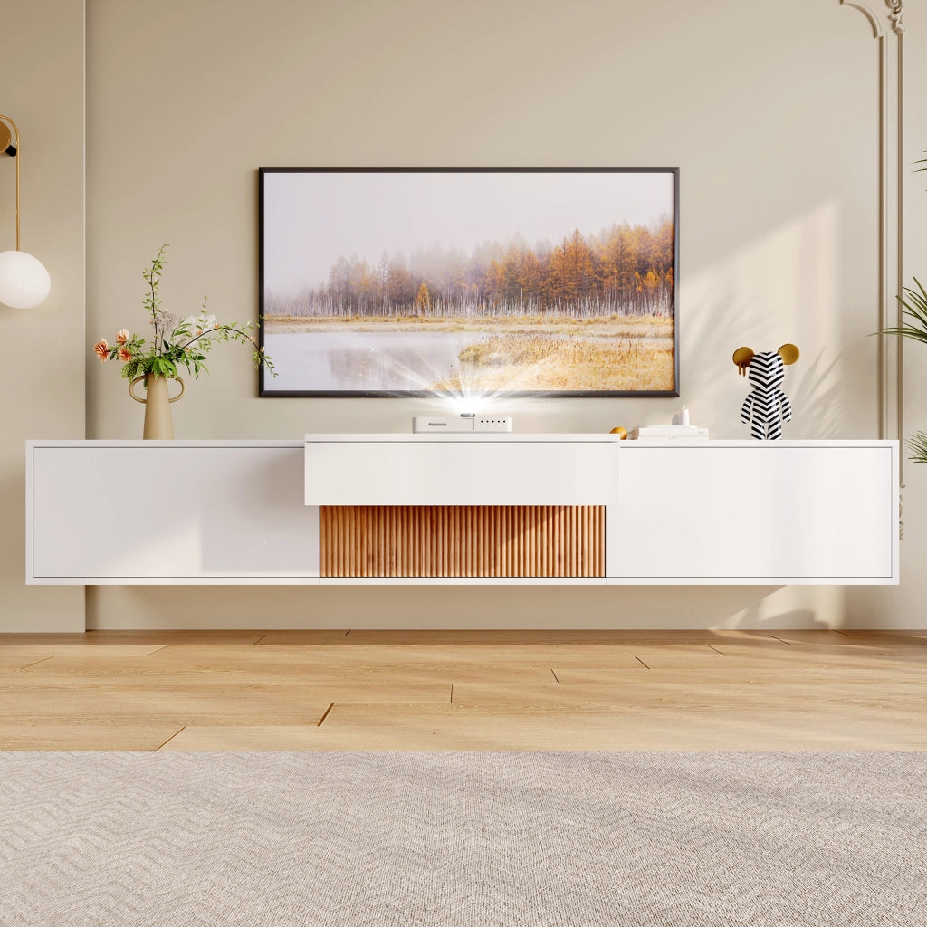 Cassettiera TV bianca in truciolato lunghezza 180 cm