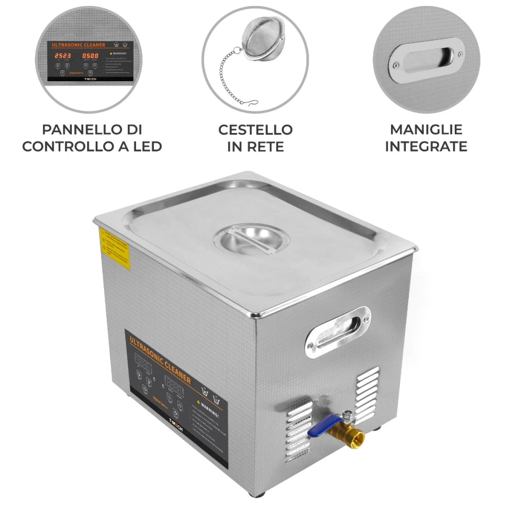 Pulitore digitale ad ultrasuoni 10L in acciaio Ultra Sonic vasca di pulizia Timer serbatoio di riscaldamento