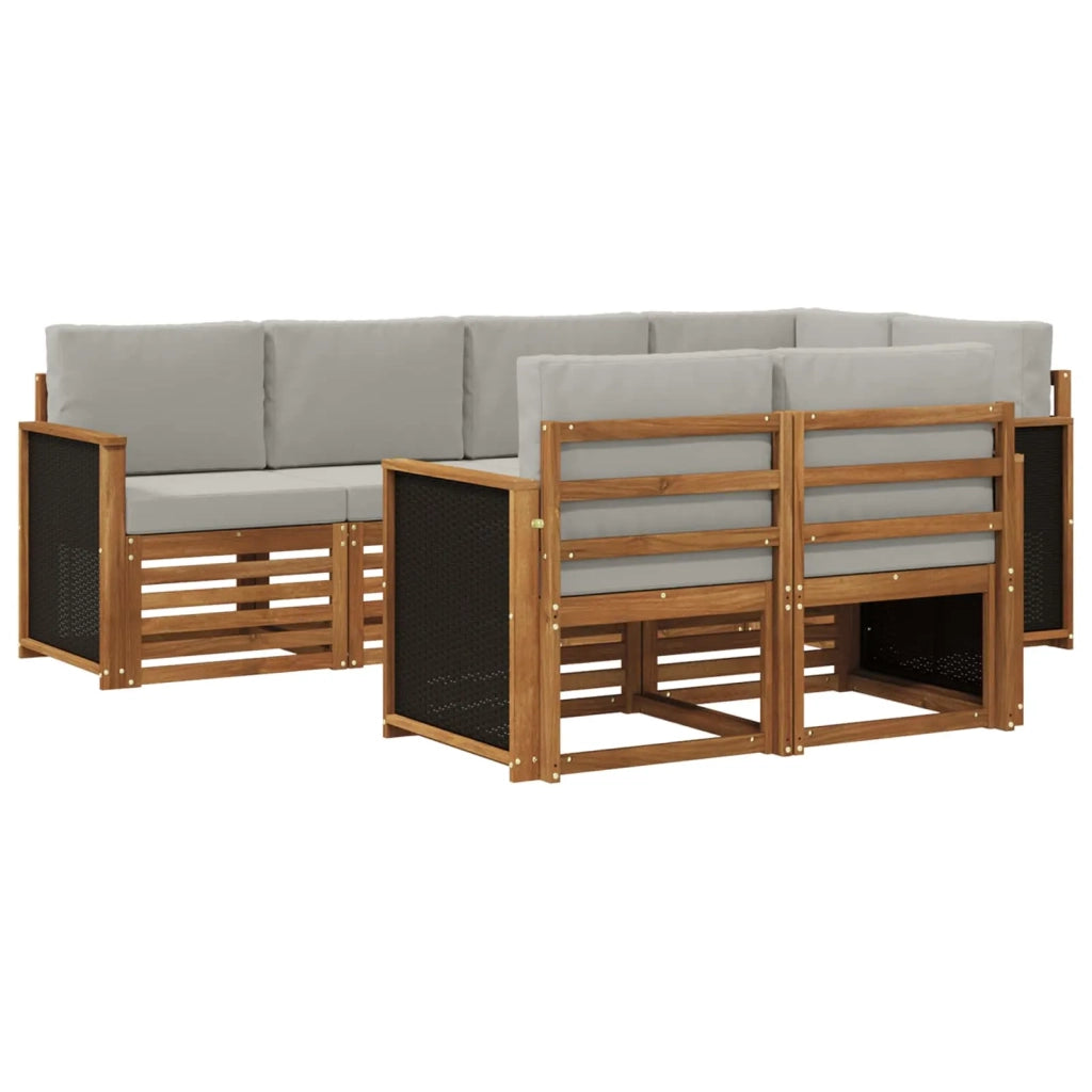 Set di divani da esterno 6 pz Naturale e Grigio Chiaro 3384462