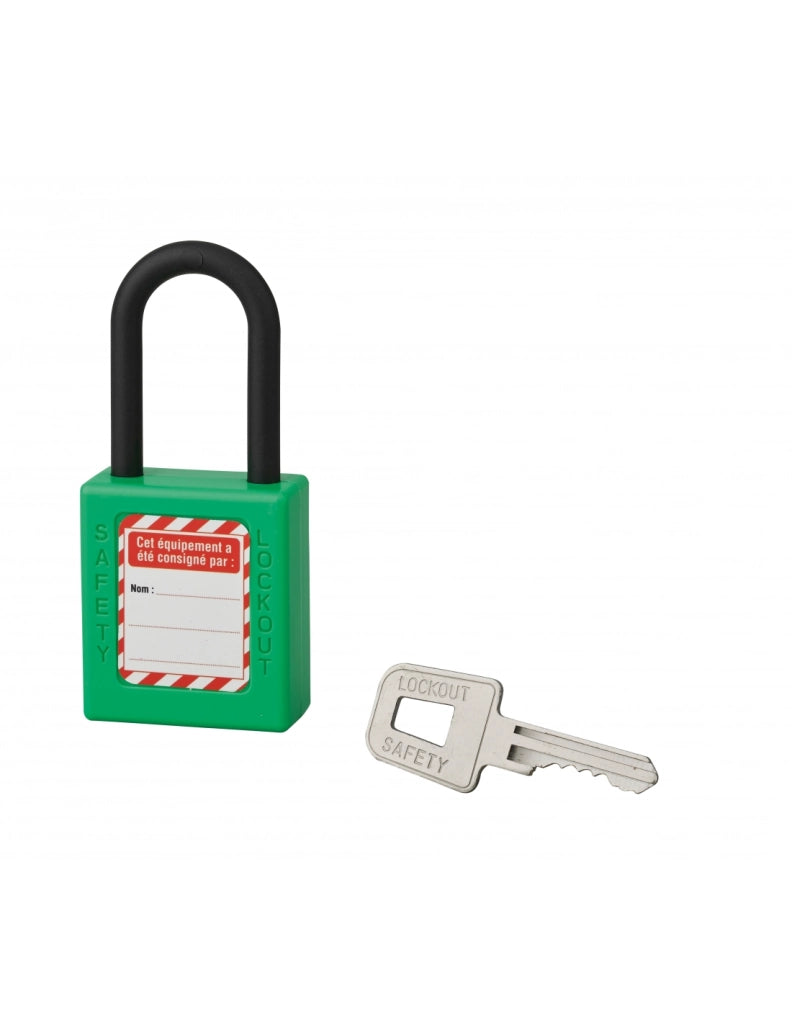 Lucchetto con arco in nylon Ø 6 x 38 mm, verde – THIRARD