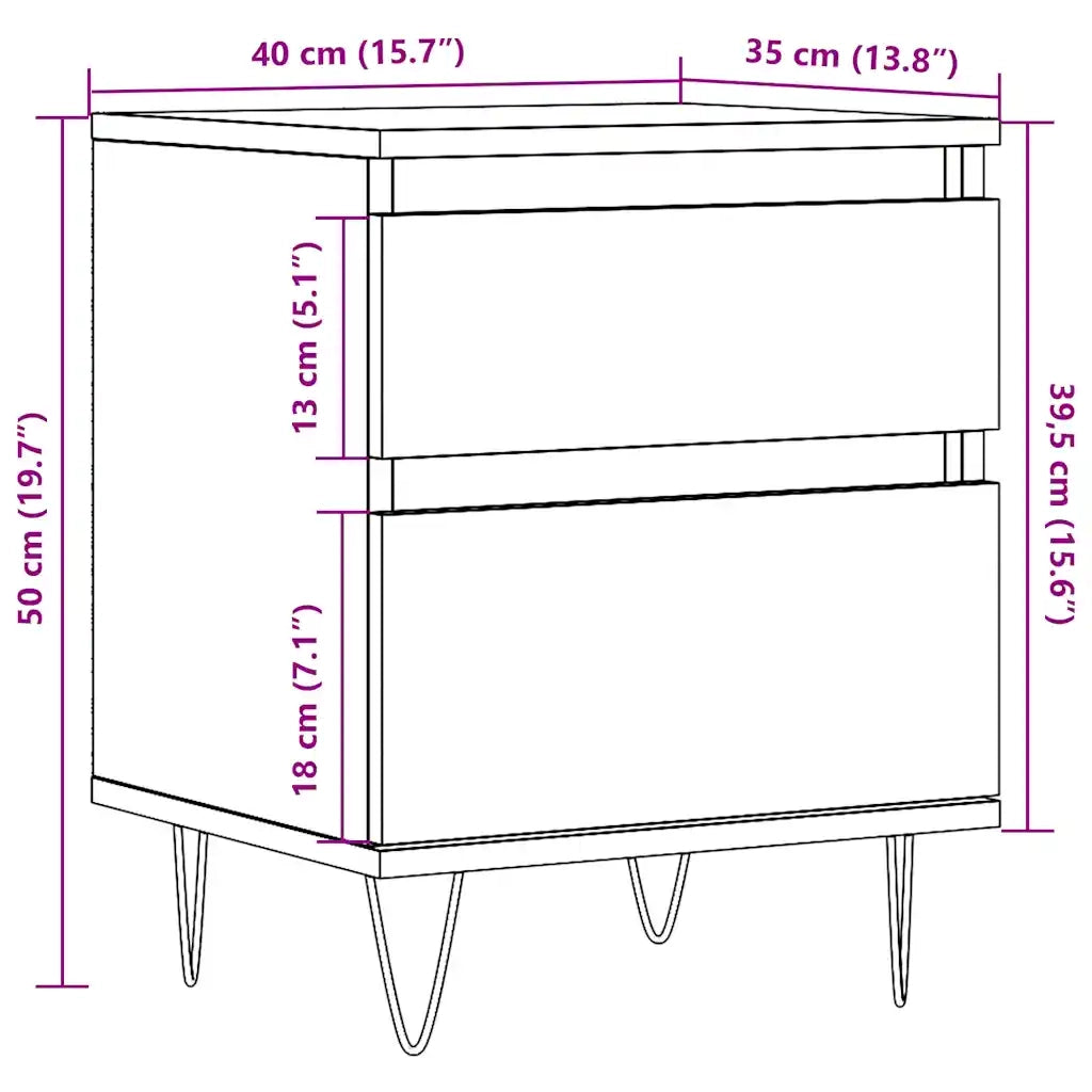 Comodino Legno Antico 40x35x50 cm in Legno Multistrato 857416
