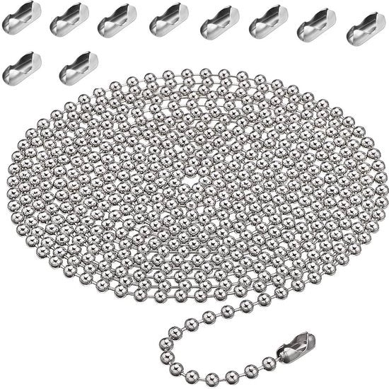 Kit di accessori per tenda a rullo 3 metri - corda per tenda a rullo - 10 connettori per catena - accessori metallici per tenda a rullo - regolabile - diametro di rullo 4,5 mm - corda per tenda