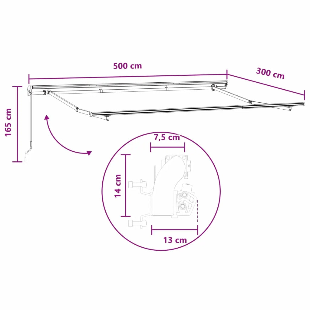 Tenda retrattile Tortora 500 × 300 cm Poliestere e Alluminio 3426323