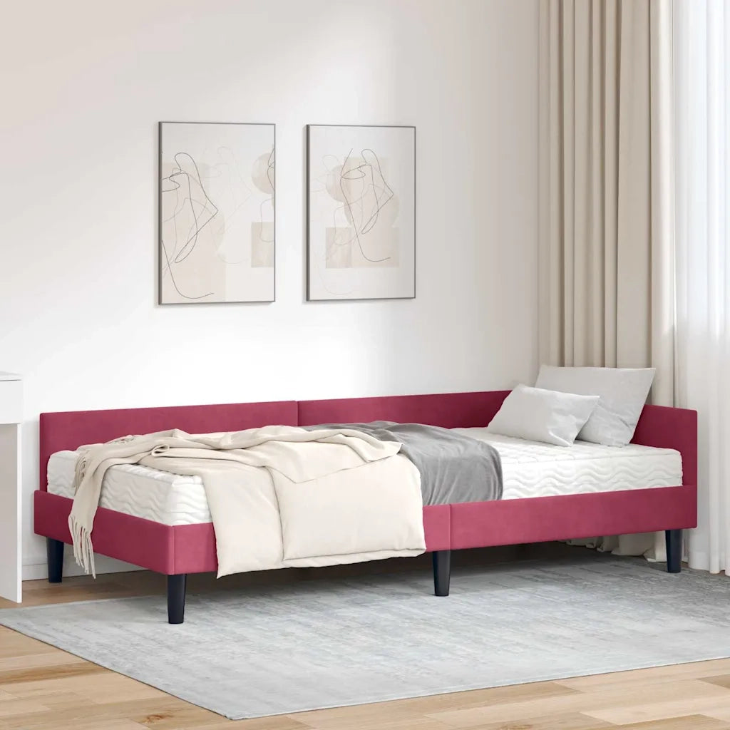 Struttura Letto Angolare con Materasso 2 pz-Giroletto con materasso Verde Velluto 597613