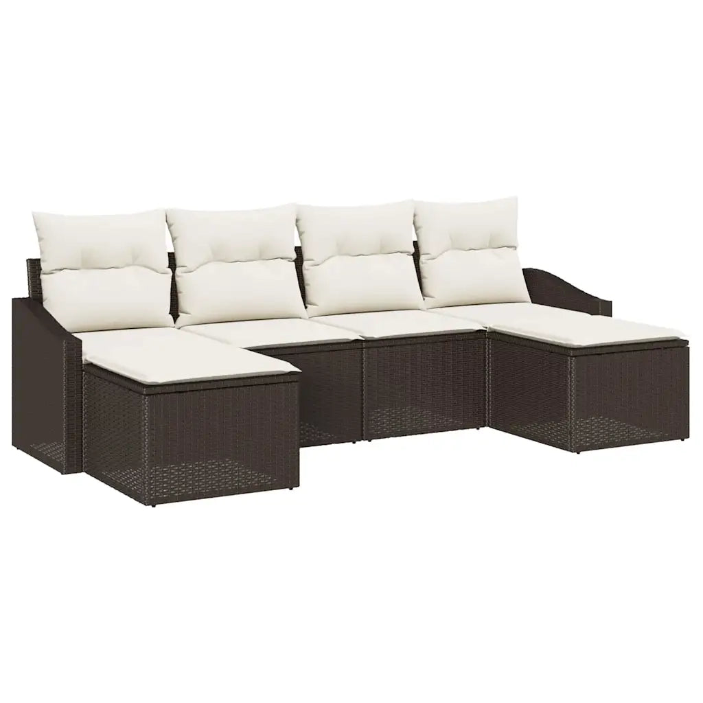 Set da Pranzo per Giardino con cuscino 6 pcs Marrone e Crema 3355497